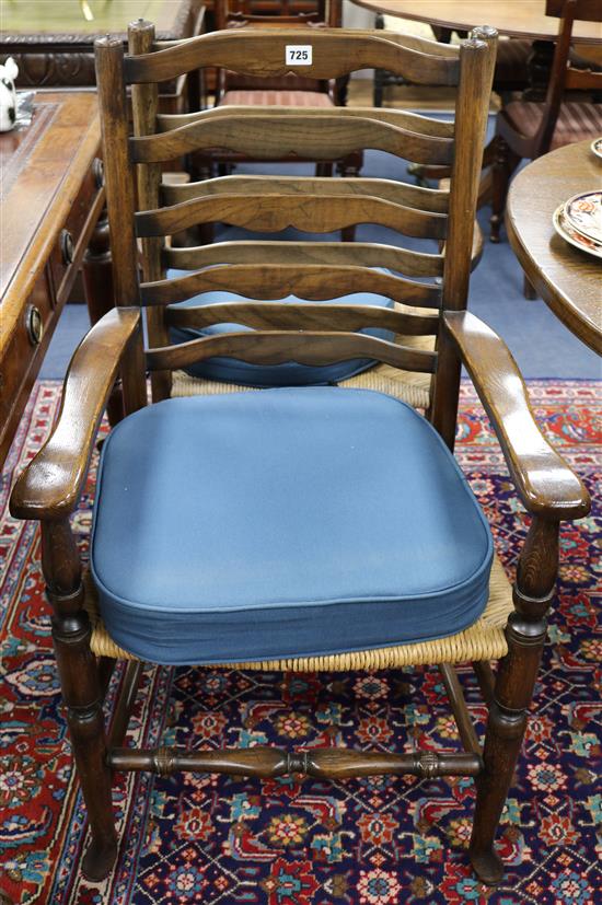 A set of six ash ladder-back dining chairs